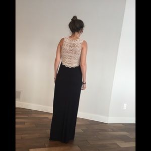 Black maxi dress with embroidered back and straps
